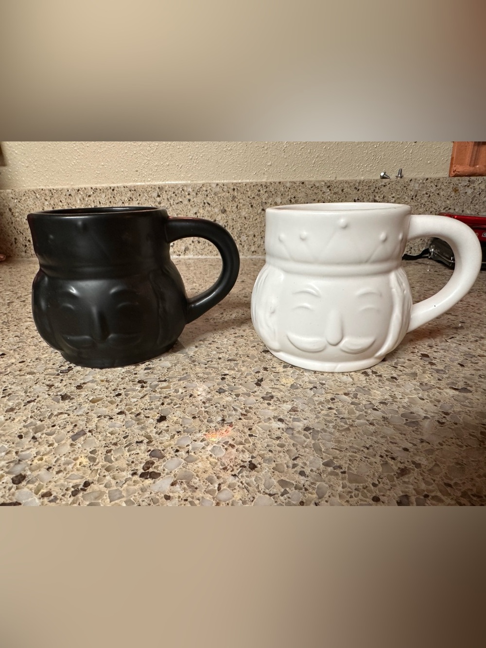 Ceramic Face nutcracker Mug - Set of Black and White